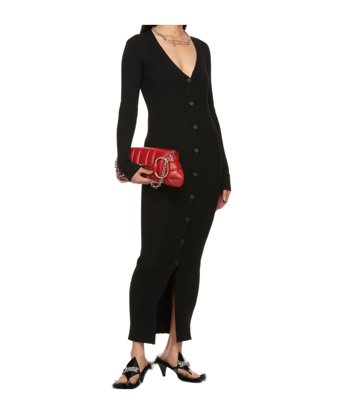 Jean Paul Gaultier Deep V Neck Button Dress
