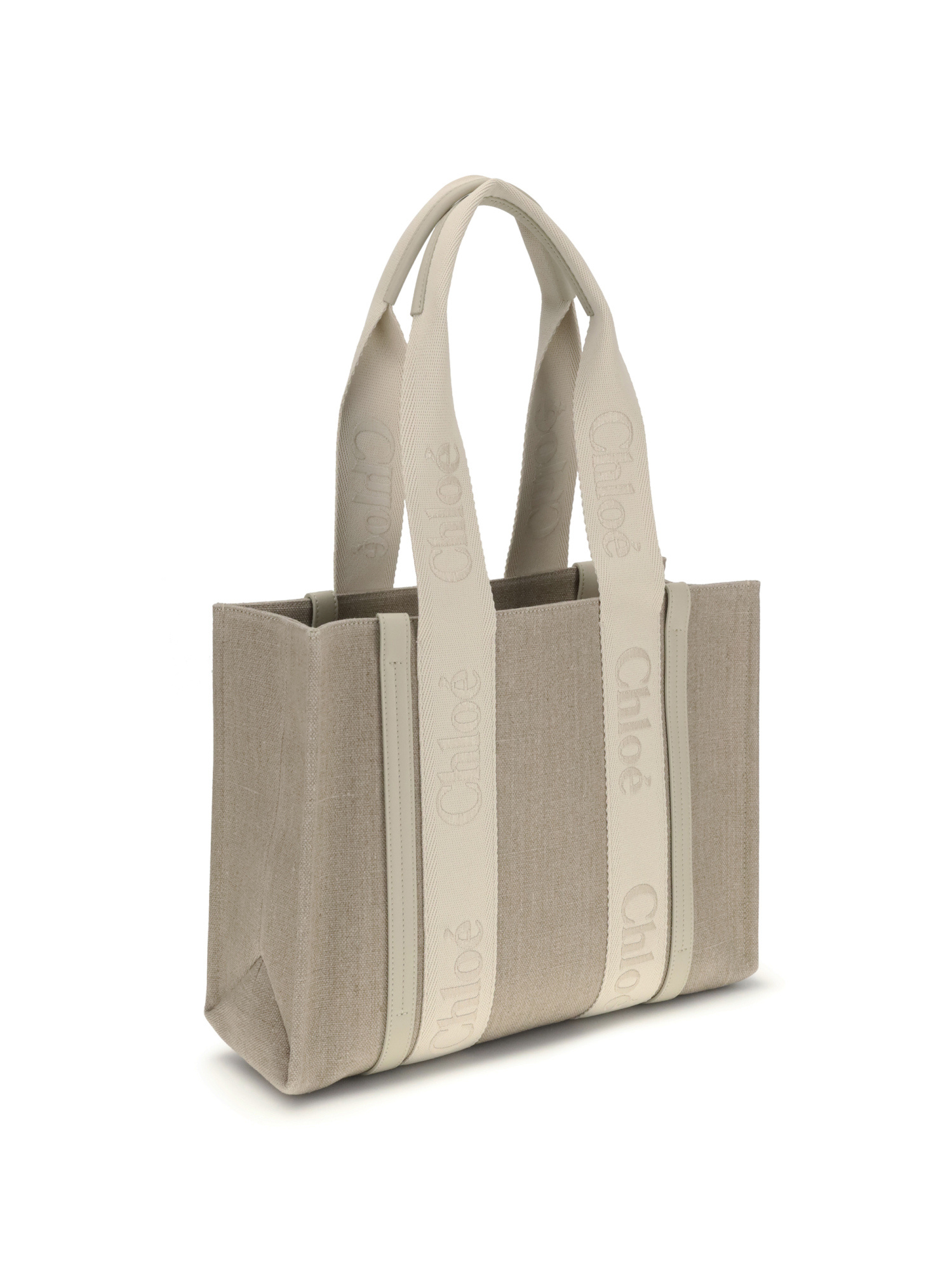 Chloé Refined Linen Tote Bag With Leather Extensions In Neutral