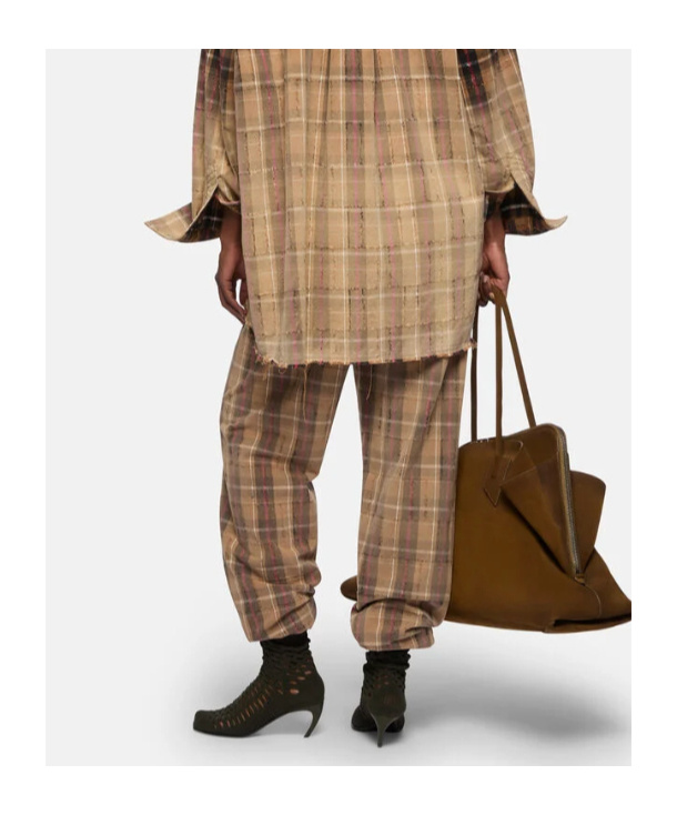 Attico Beige And Black Long Pant In Multi