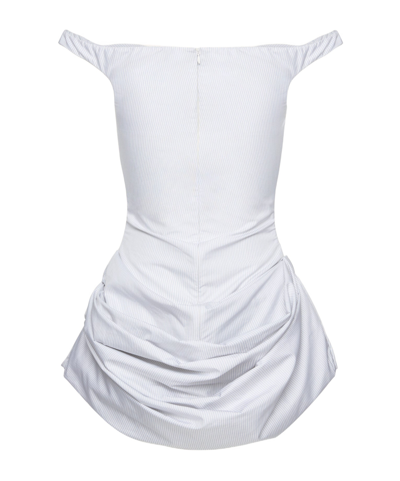 Magda Butrym Striped Draped Cotton Poplin Bustier Dress In Grey