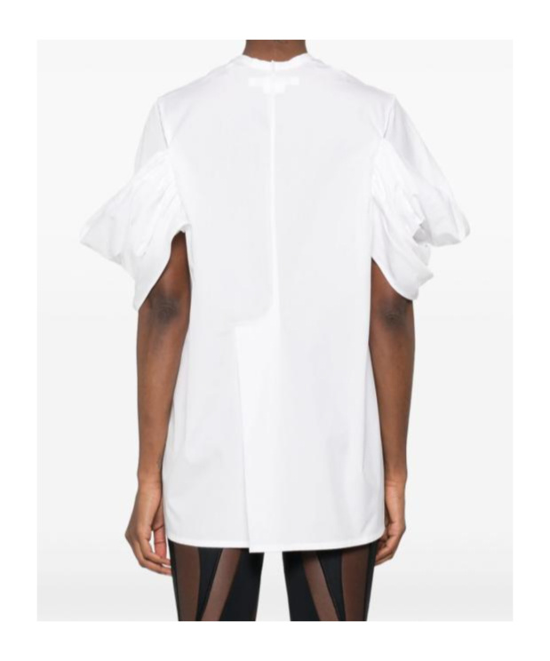 Junya Watanabe White Cotton Top With Pleated Balloon Sleeves