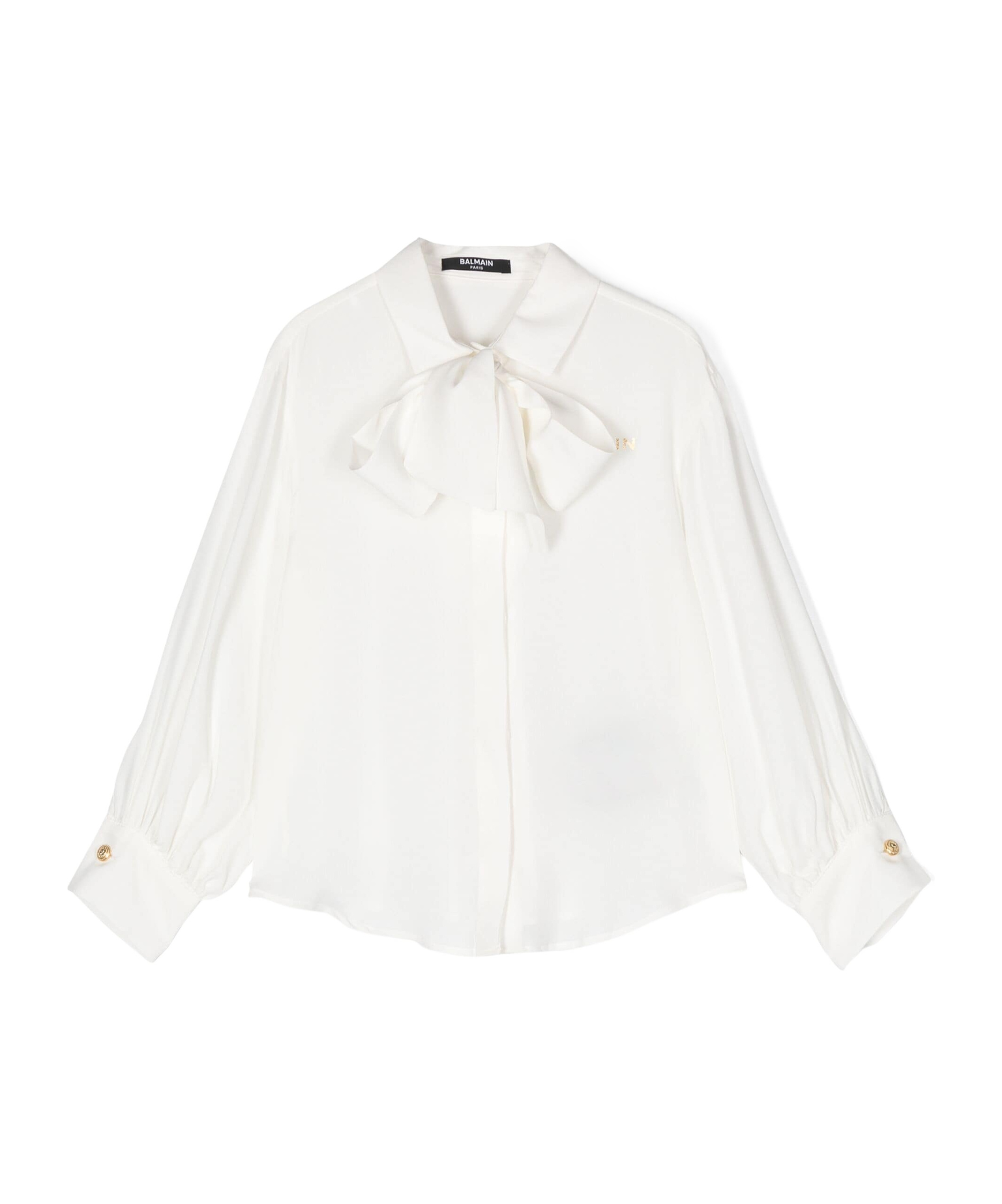 BALMAIN LOGO-PRINT CREPE SHIRT 