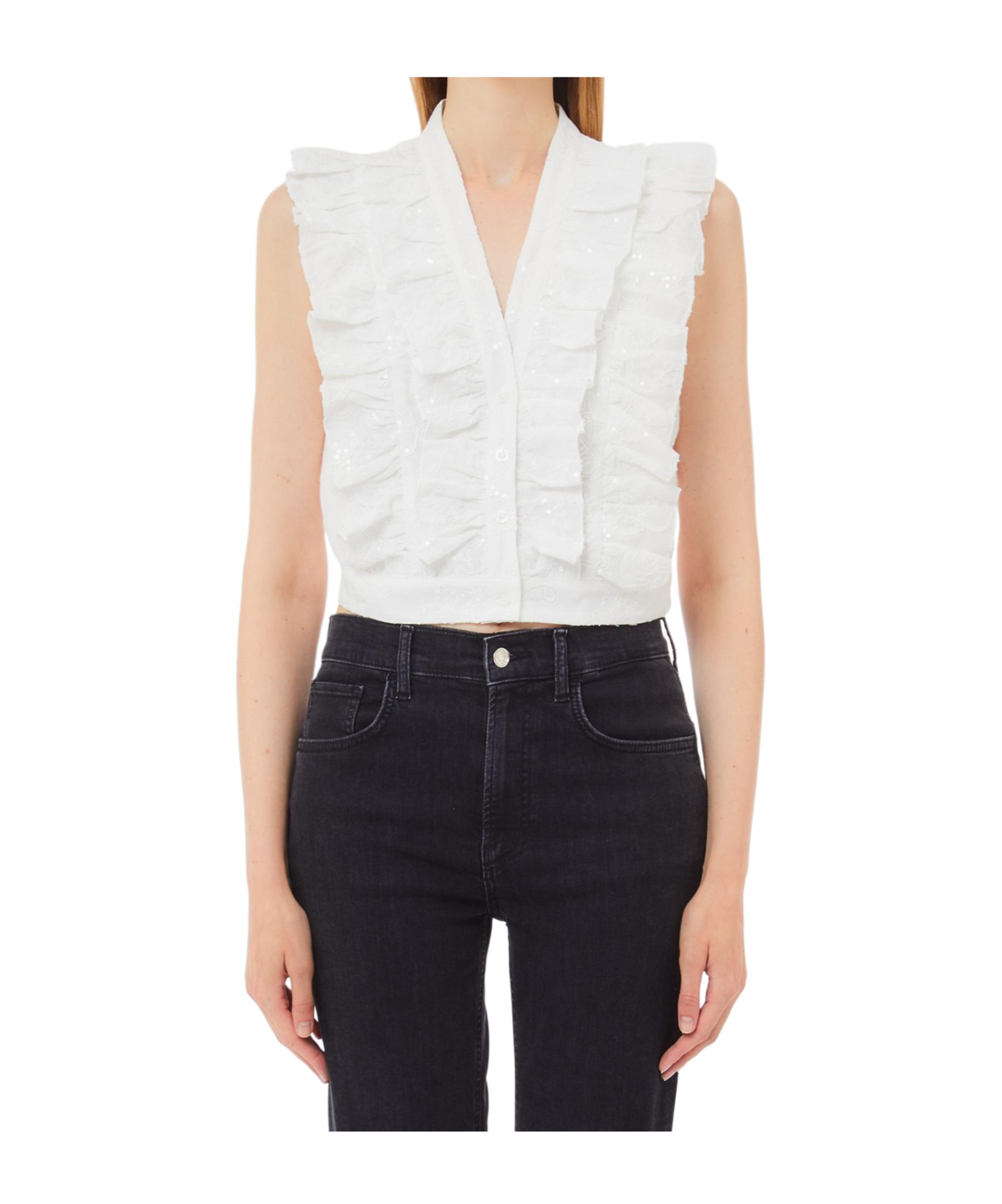 Liu •jo Liu Jo Pleated Sleeveless Top In White