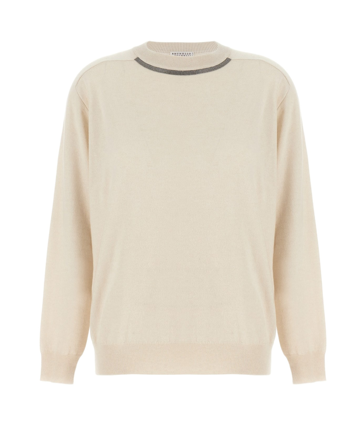 Brunello Cucinelli Embellished Ribbed Sweater In White