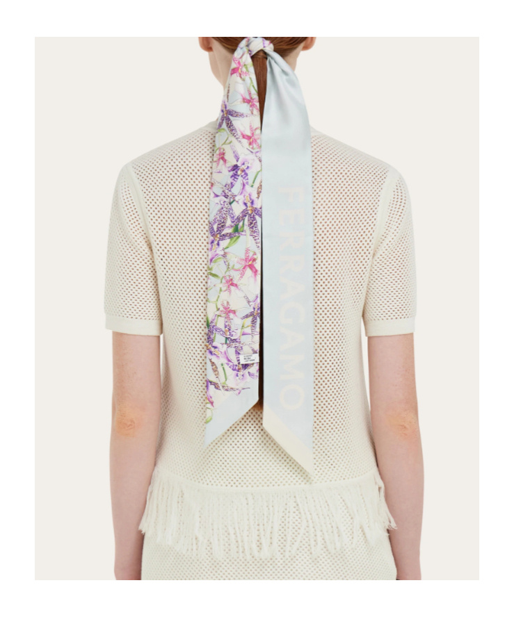 Ferragamo Gaia Print Silk Bandeau In Blue