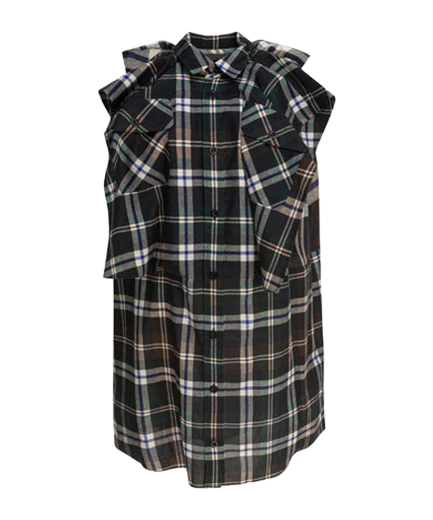 Sacai Dress Plaid Pattern Chest Pockets In Multi