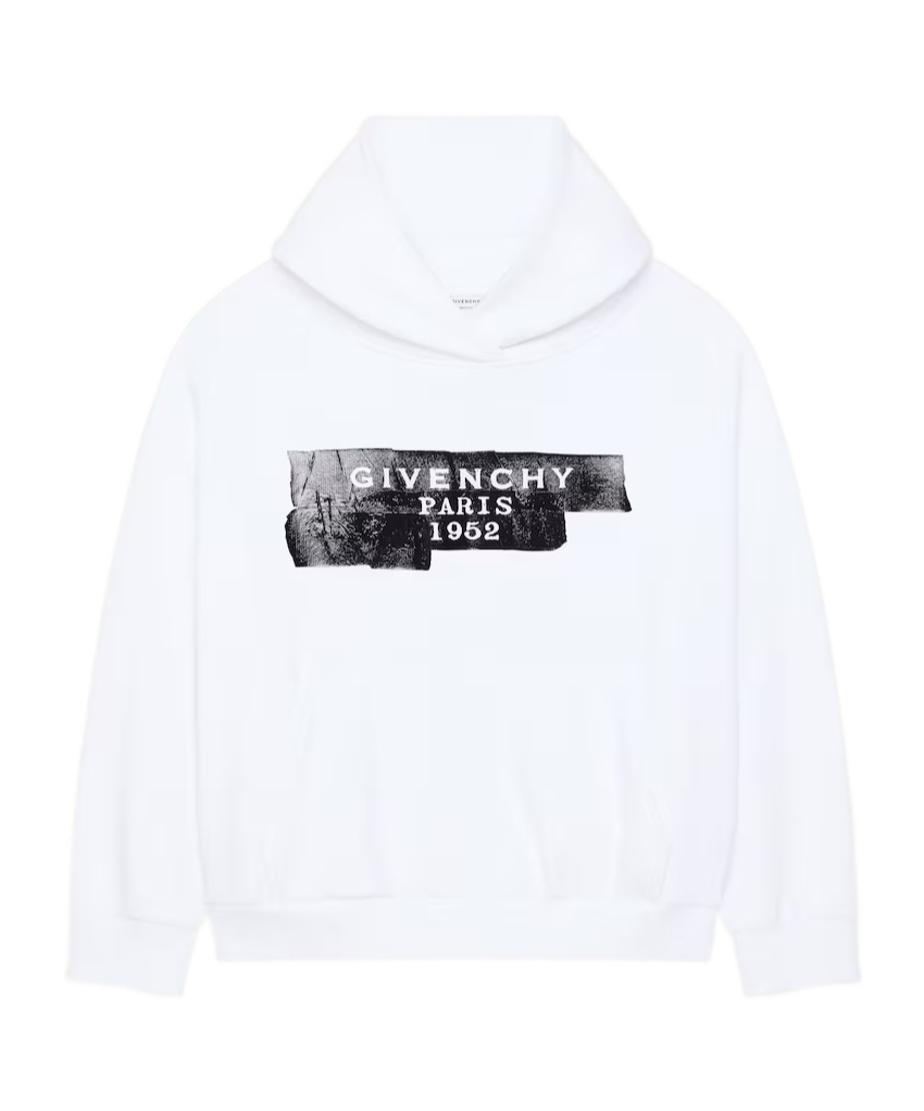 Givenchy Logo Printed Drawstring Hoodie In White