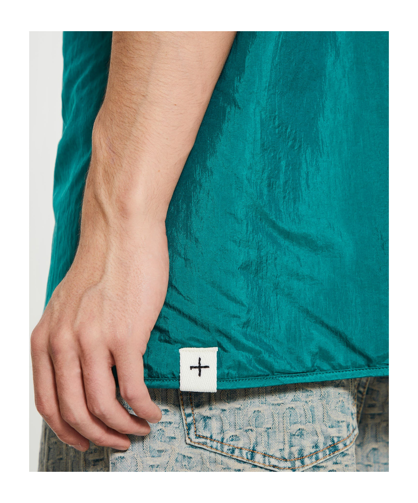 Jil Sander Green Nylon Overshirt With Boxy Fit In Green