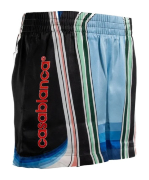 Casablanca Graphic-pattern Silk Shorts In Multi