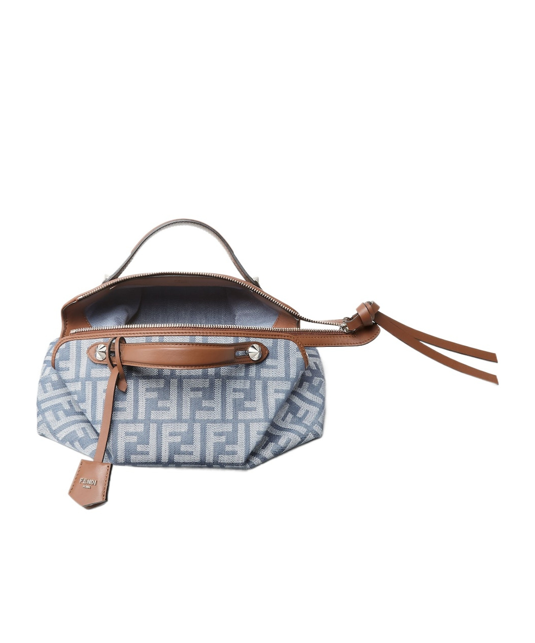 Fendi Blue Denim-effect Ff Jacquard Bag
