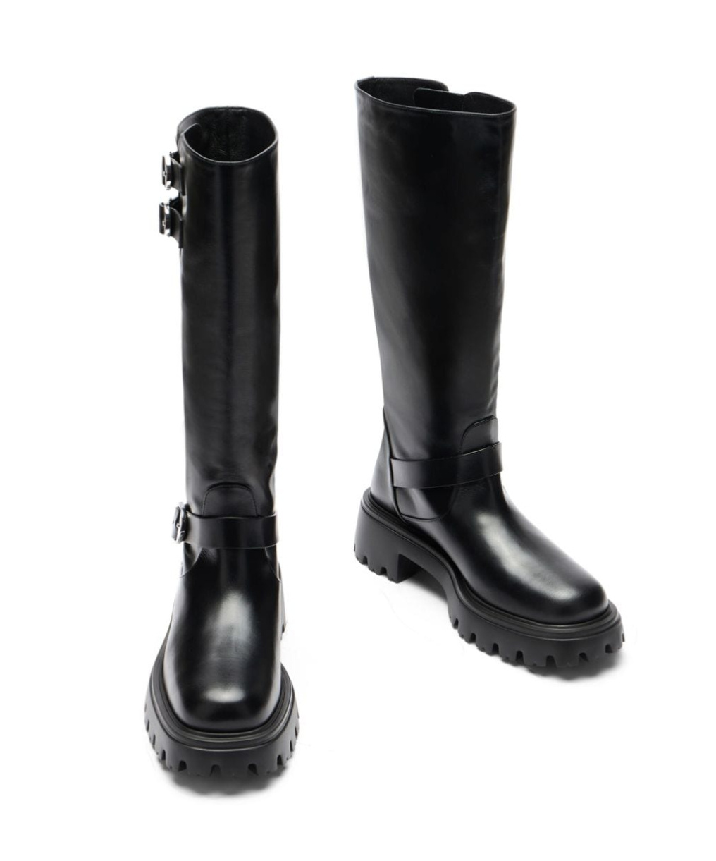 Stuart Weitzman Emerson Moto Boots In Black