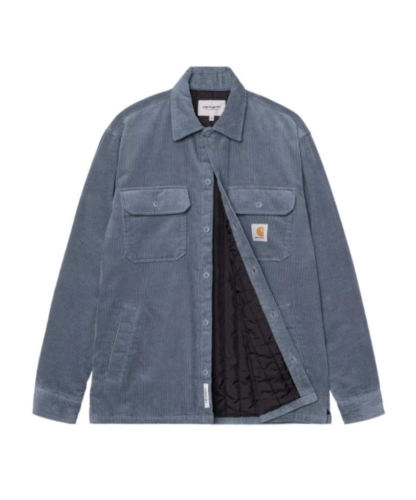 Carhartt Button-up Blue Jacket With Relaxed Fit In Blue
