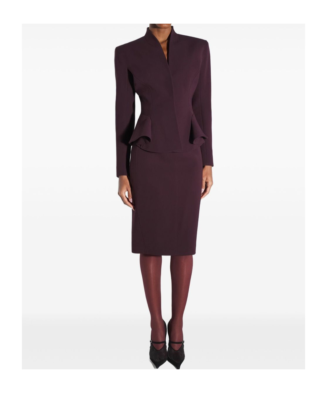 Mugler Tailored Wool Jacket Structured Shoulders In Purple