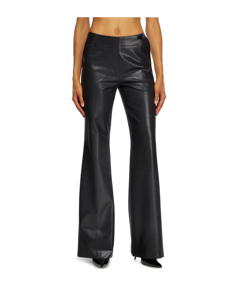 Diesel Mid-rise Flared Trousers In Black