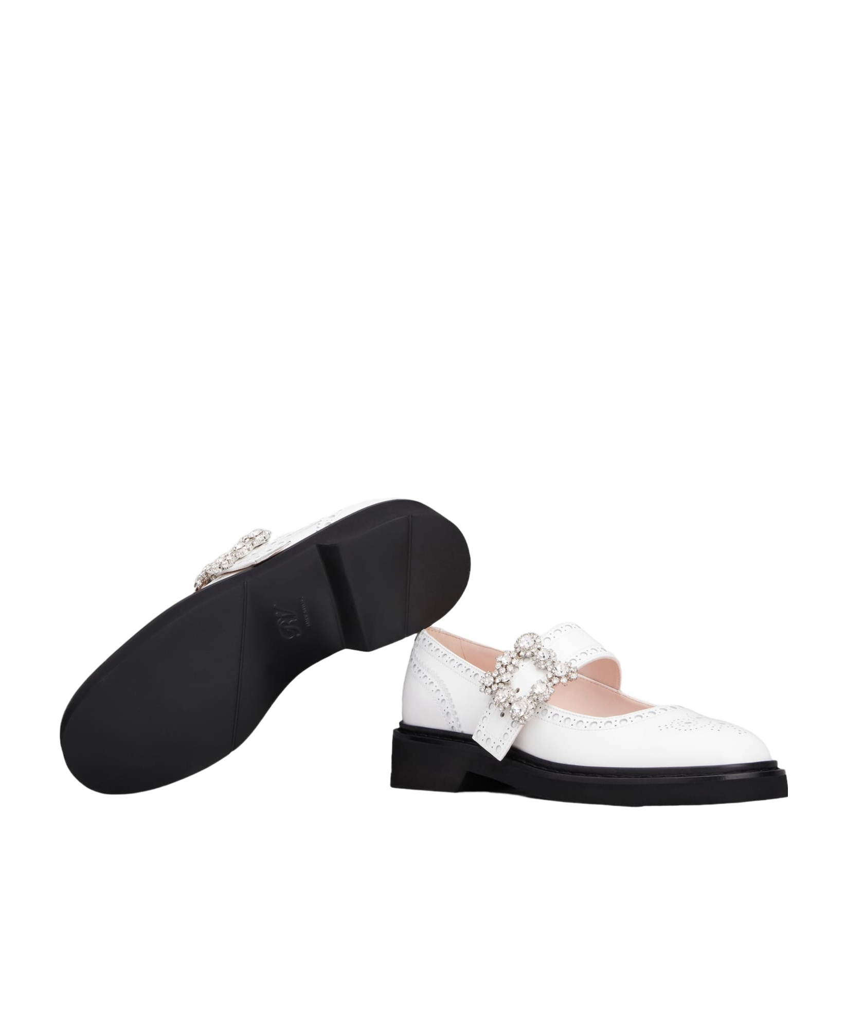Roger Vivier Viv' Rangers Ballet Flats In White