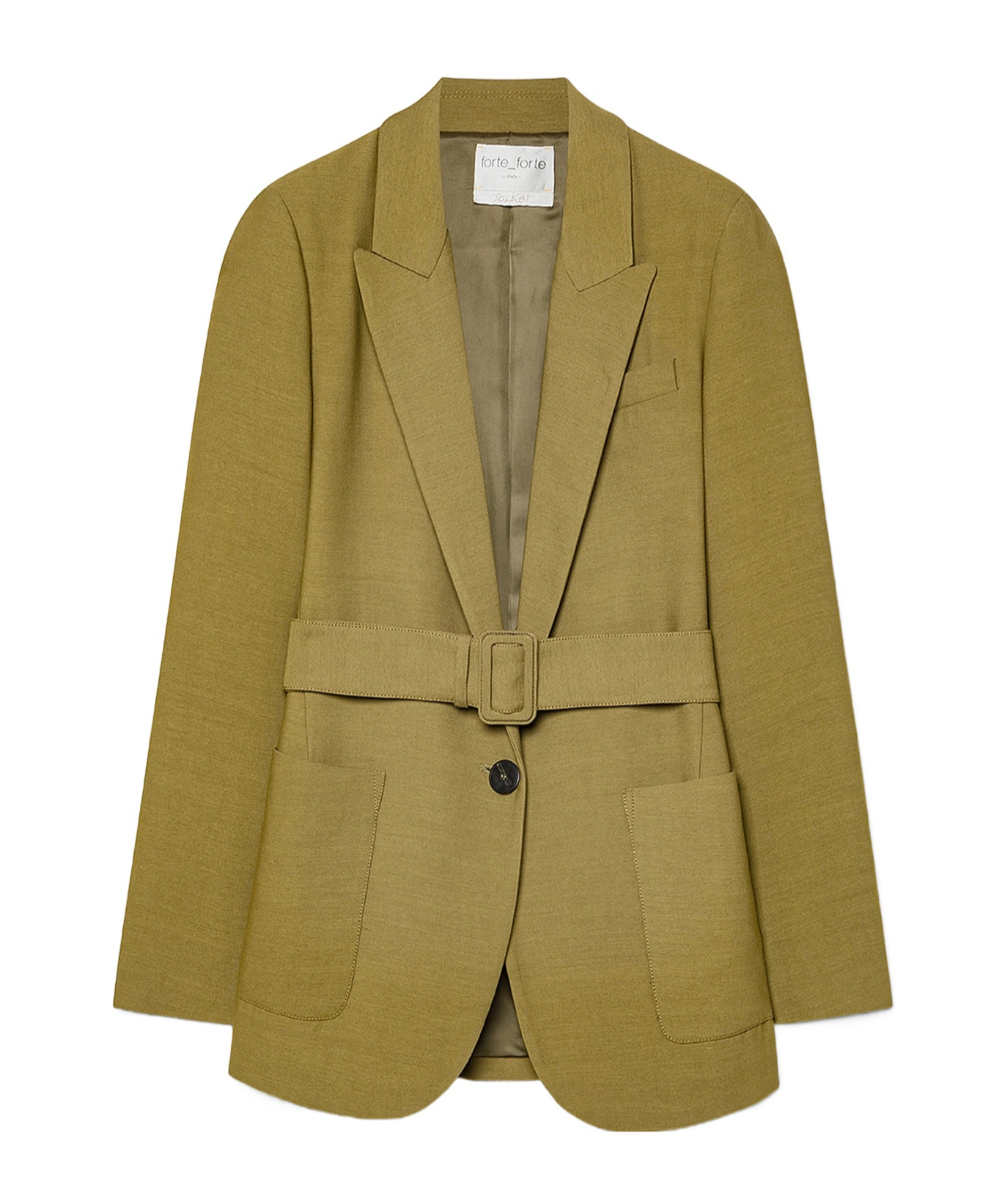 Forte Forte Jacket In Fluid Slub Canvas With A Belted Waist In Green