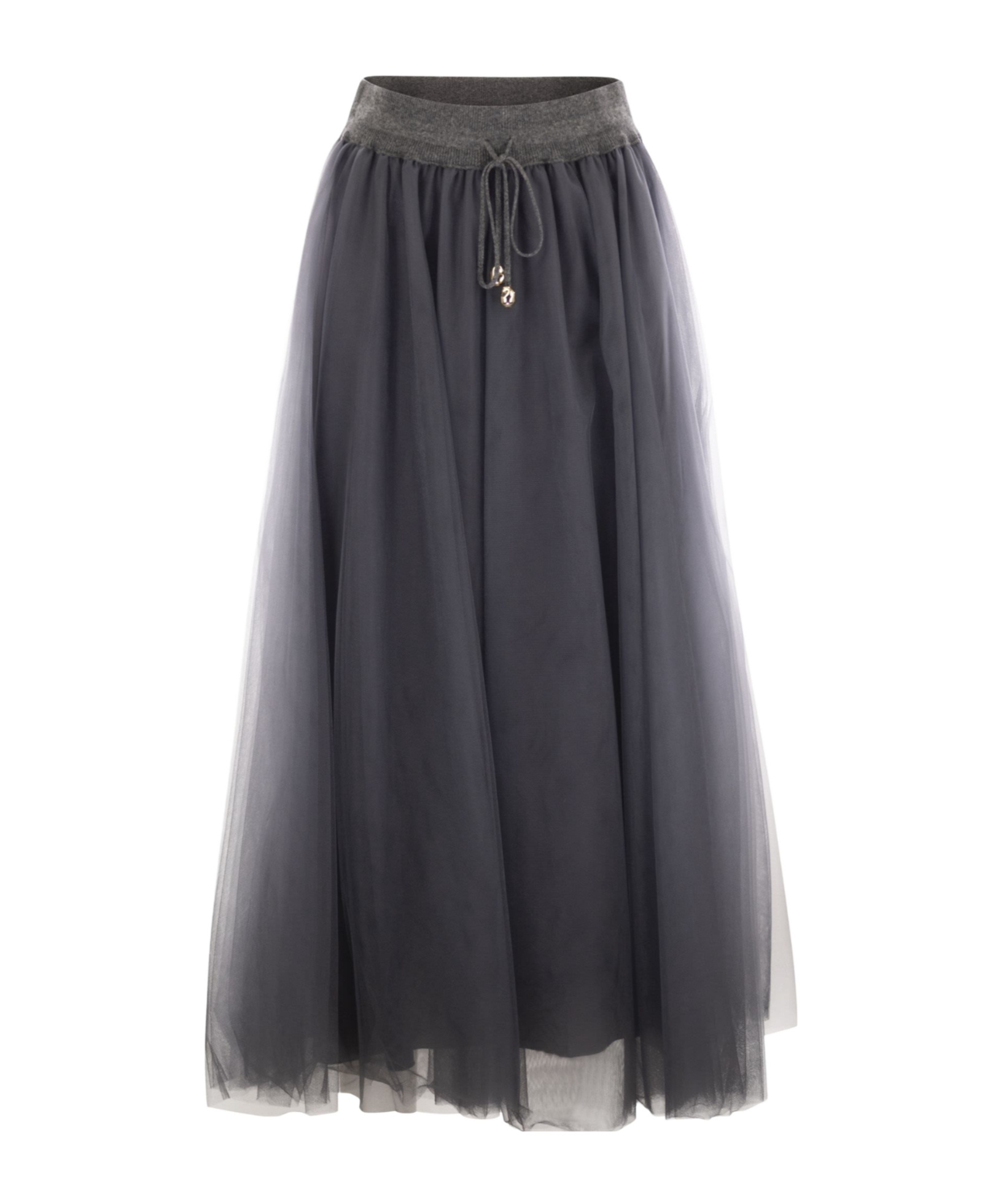 Fabiana Filippi Tulle Midi Skirt In Gray