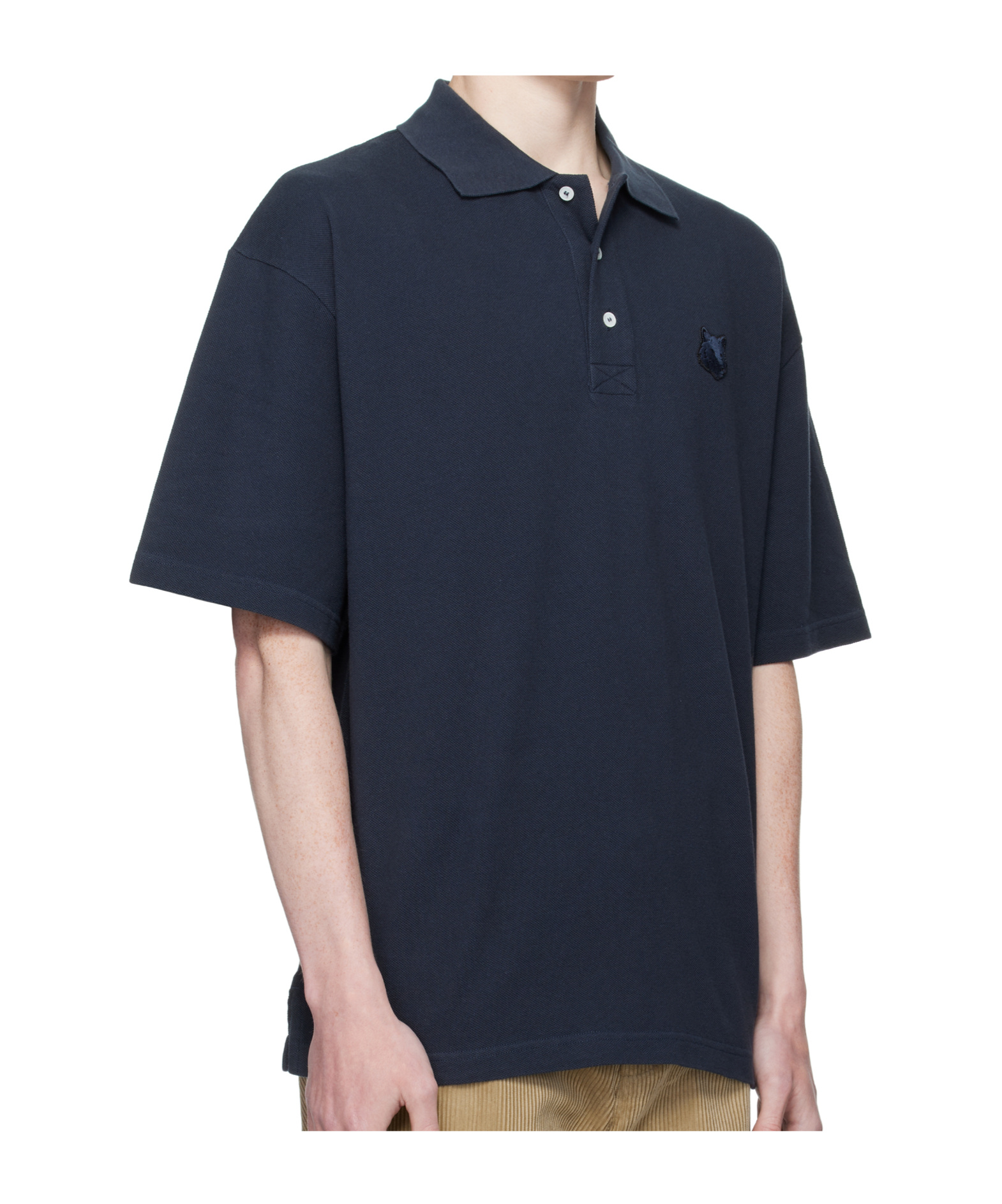 Maison Kitsuné Bold Fox-head Patch Polo Shirt In Blue