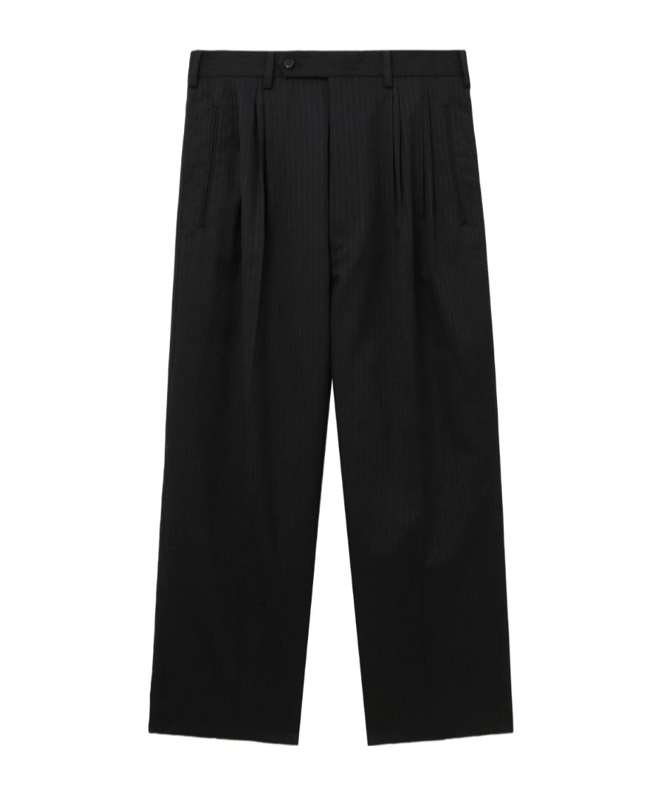 Comme Des Garçons Pleated Pinstripe Trousers In Black