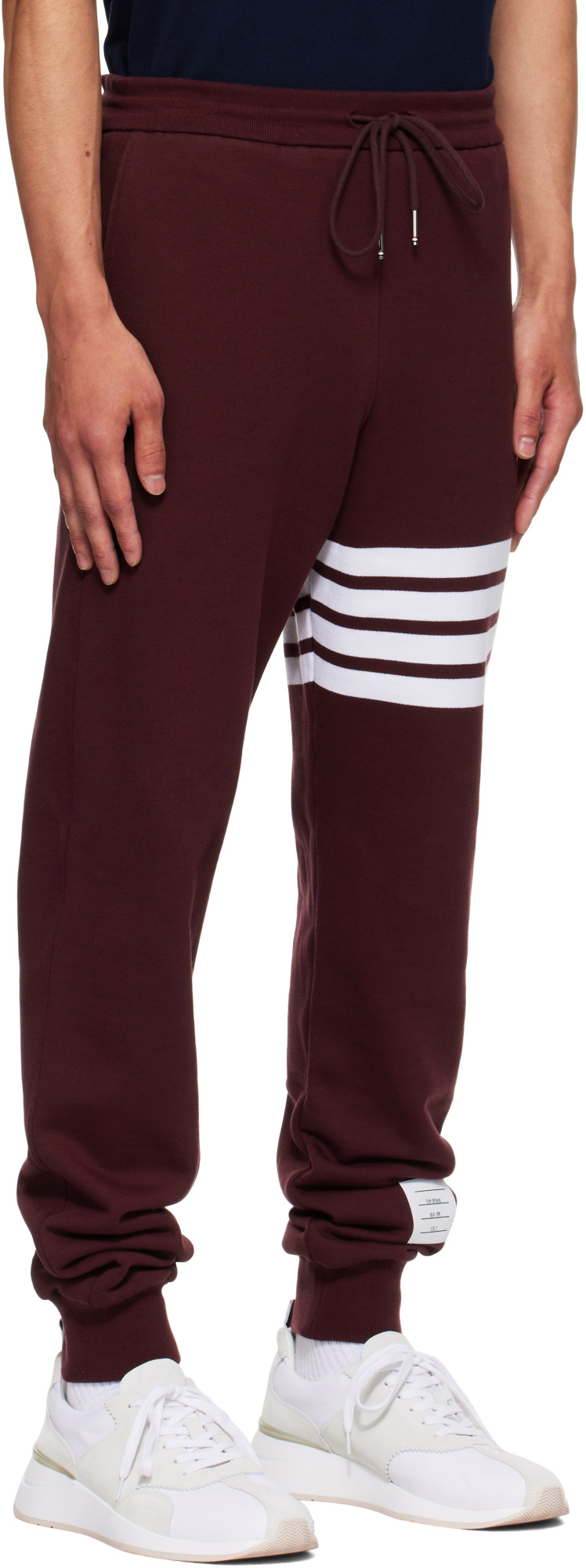 Thom Browne Four-stripes Cotton Track Pants In Burgundy