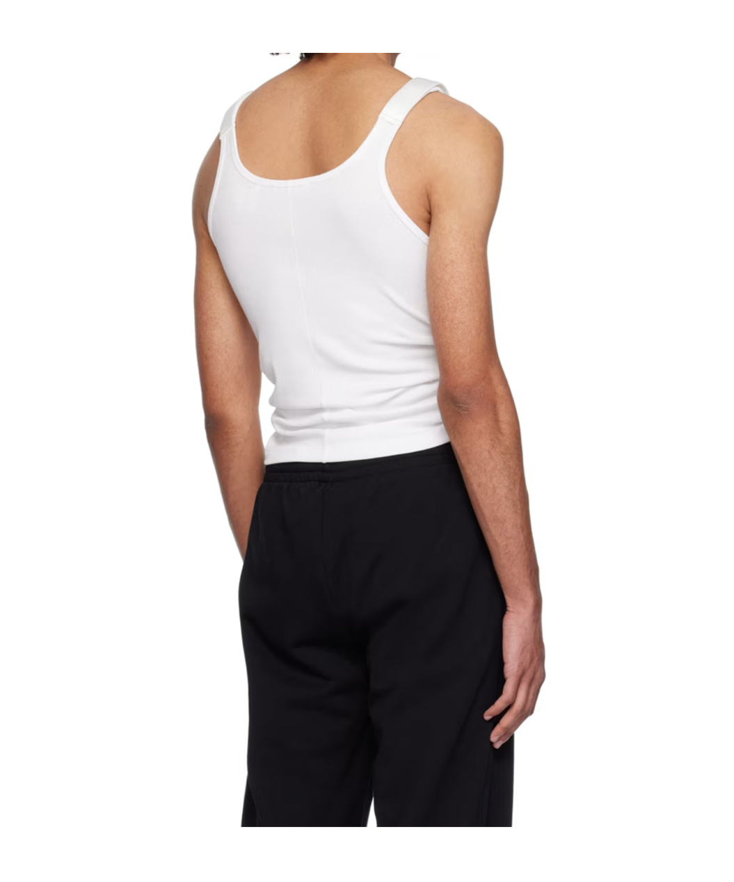 Helmut Lang Low Round Neck Ribbed Knitted Vest In Black