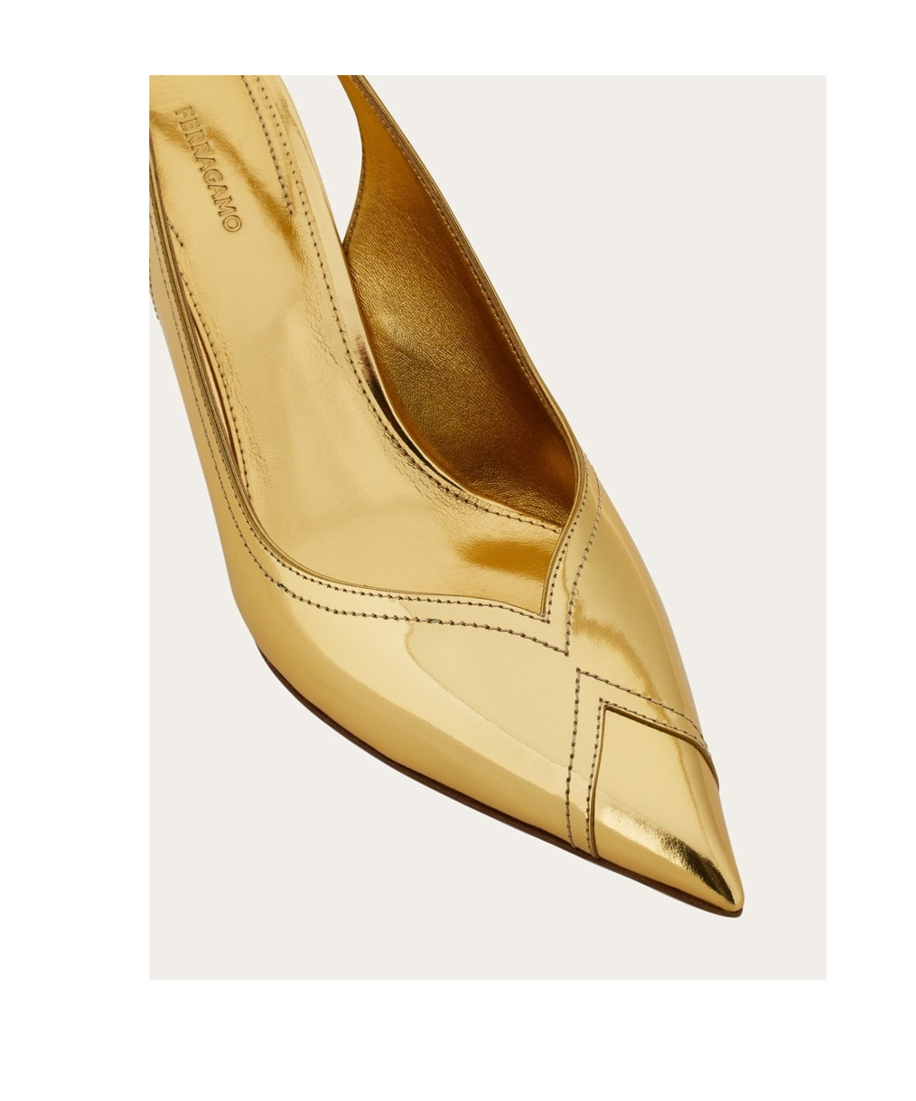 Ferragamo Slingback With Contrasting Inlays In Nude