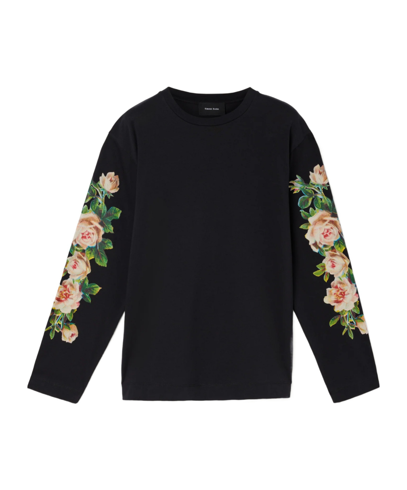 Simone Rocha Rose Bouquet Long Sleeve T-shirt In Black