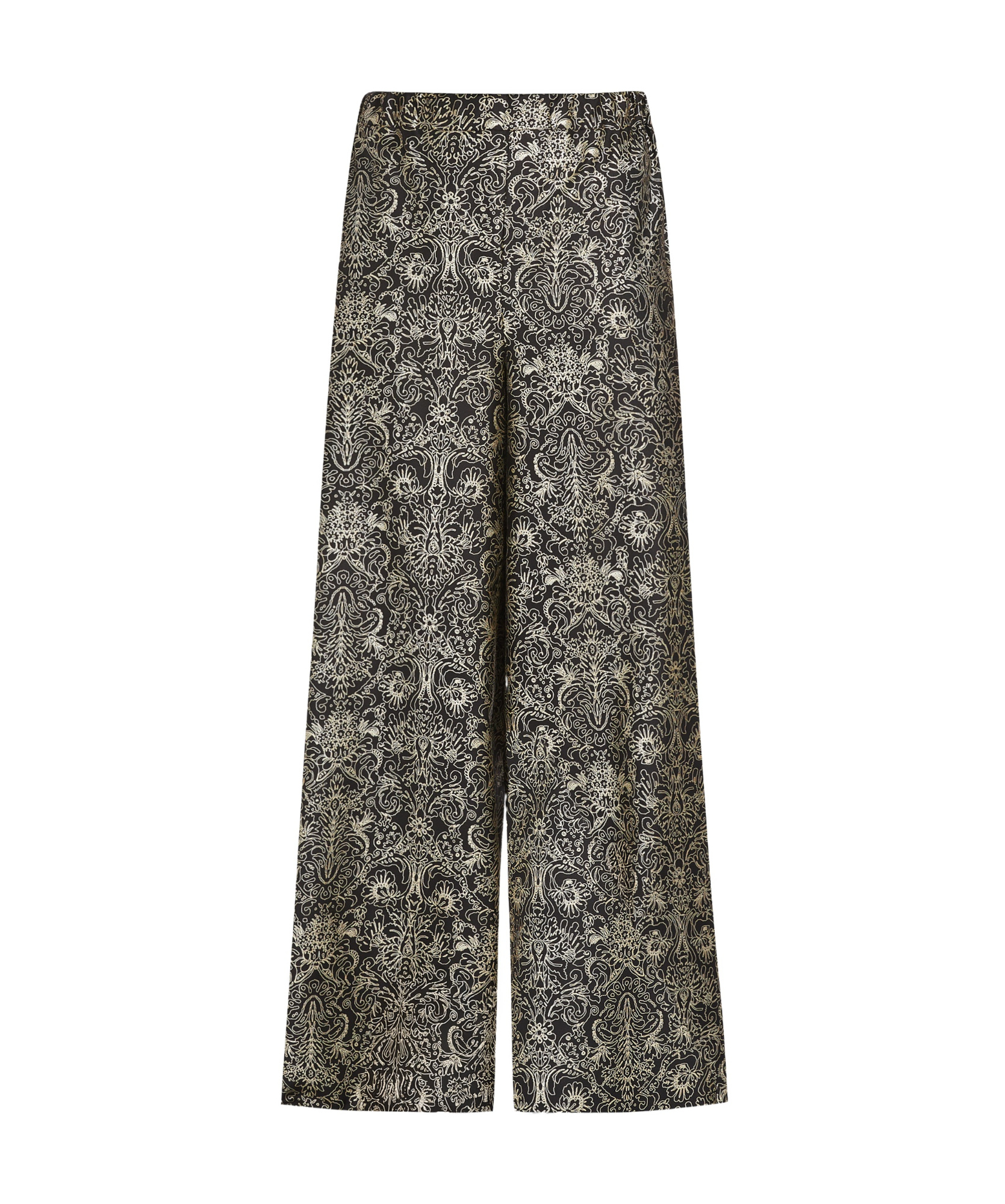 Max Mara Printed Silk Trousers In Black