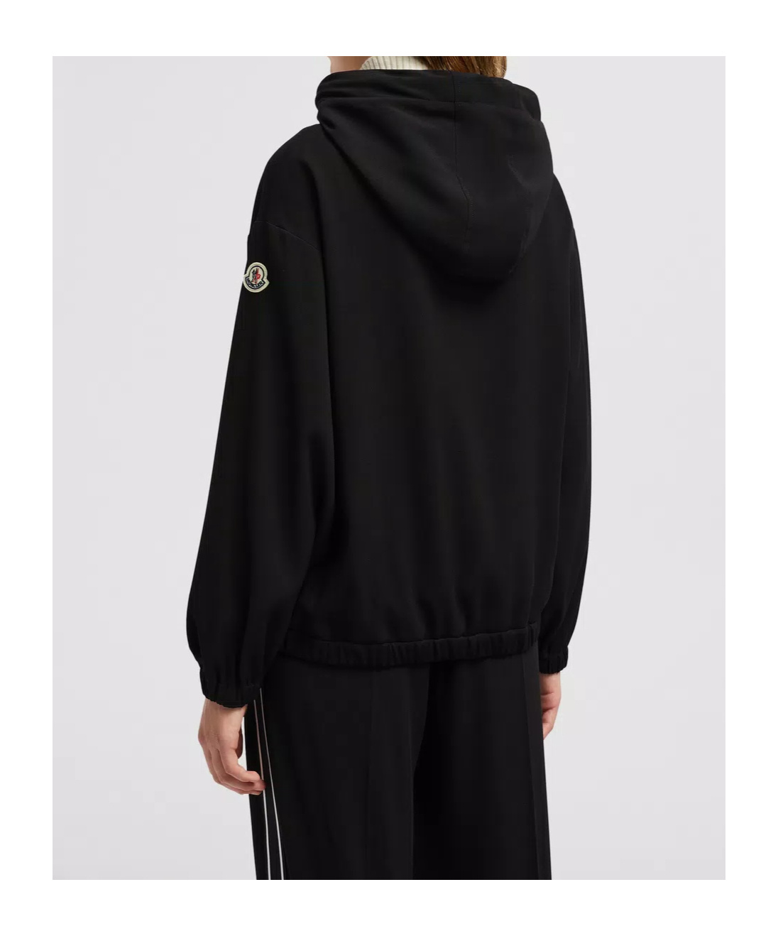 Moncler Hooded Satin Top Black In Black