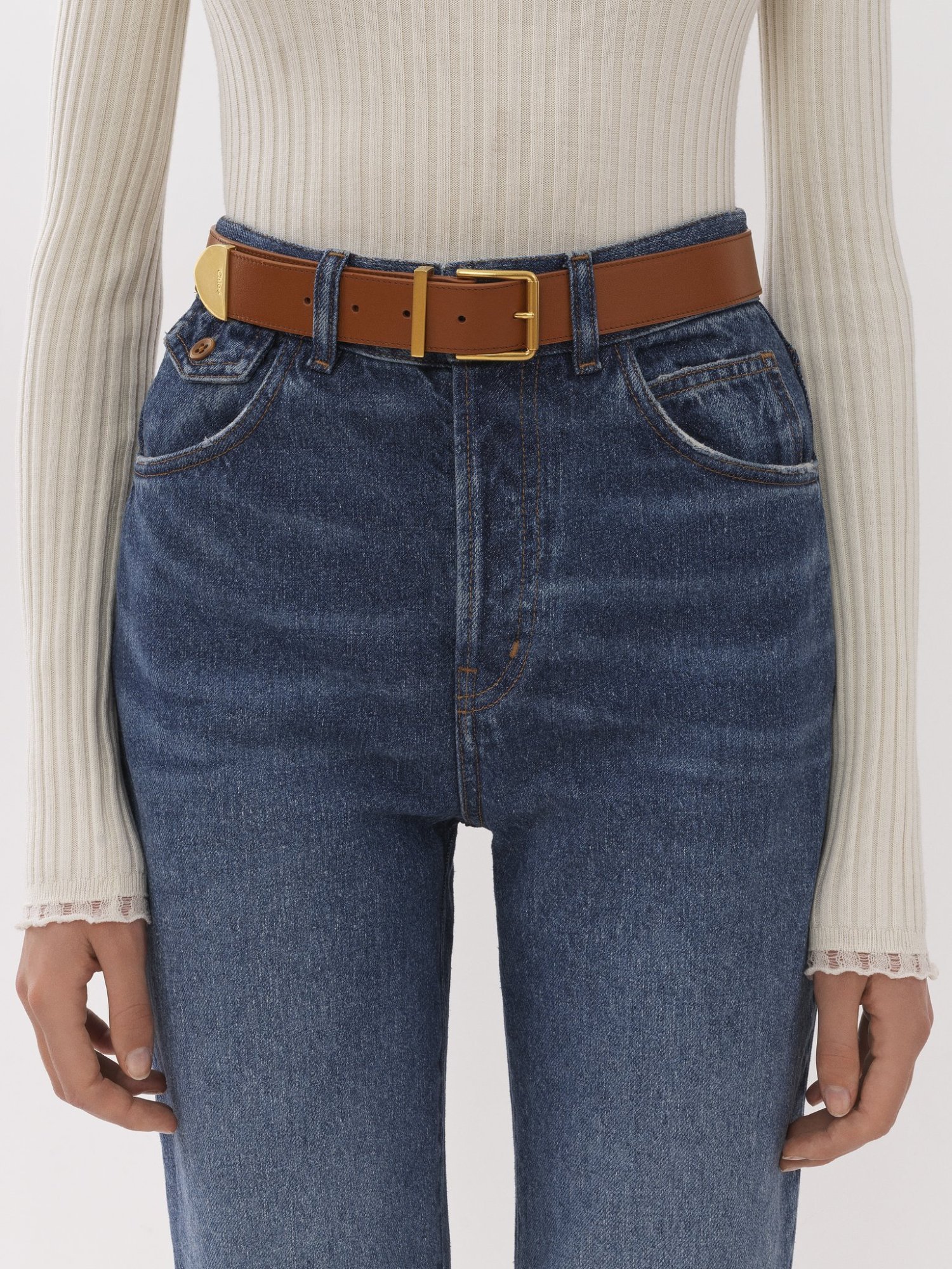 Chloé Rebeca Leather Belt In Brown