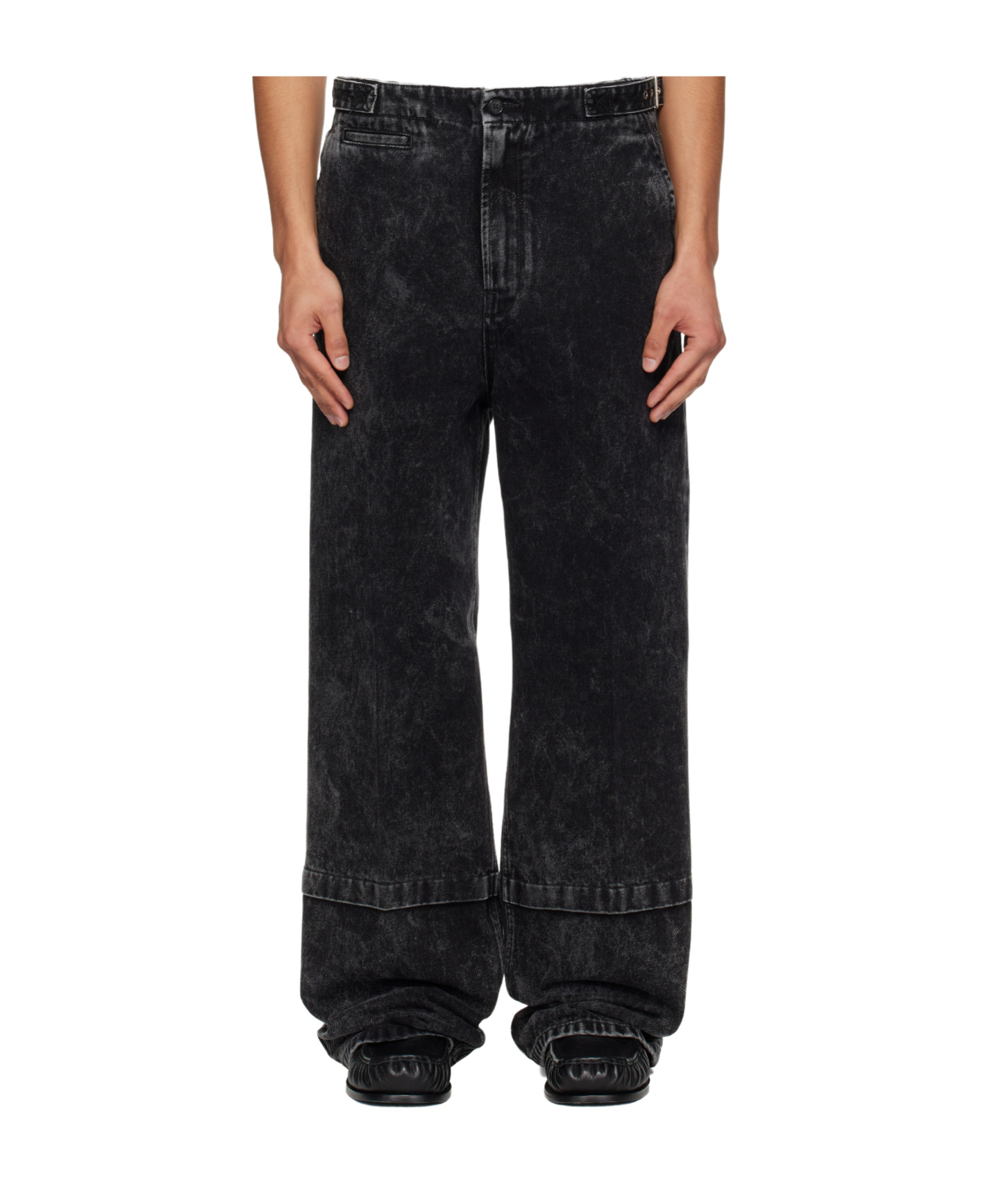Lanvin Washed Non-stretch Jeans In Black