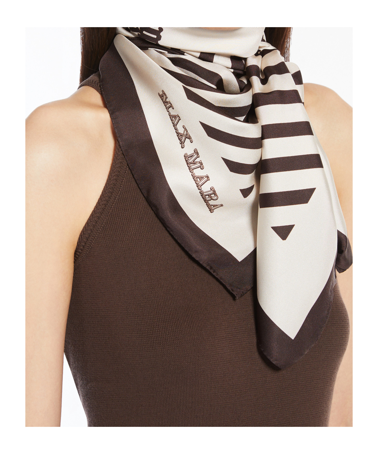 Max Mara Printed Silk Scarf In White