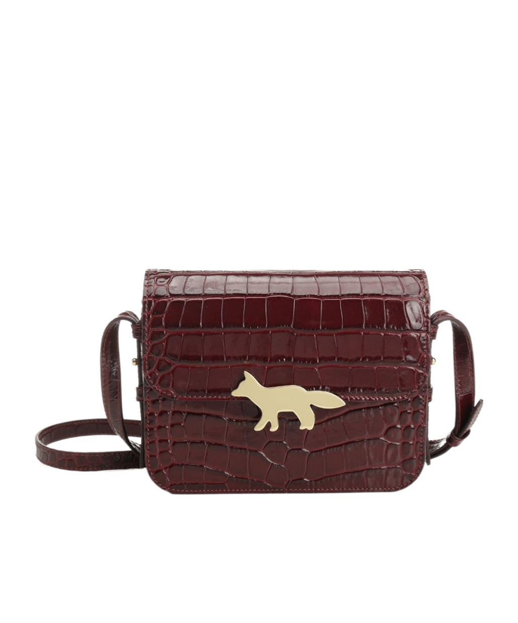 Maison Kitsuné Logo-plaque Crocodile-effect Shoulder Bag In Red