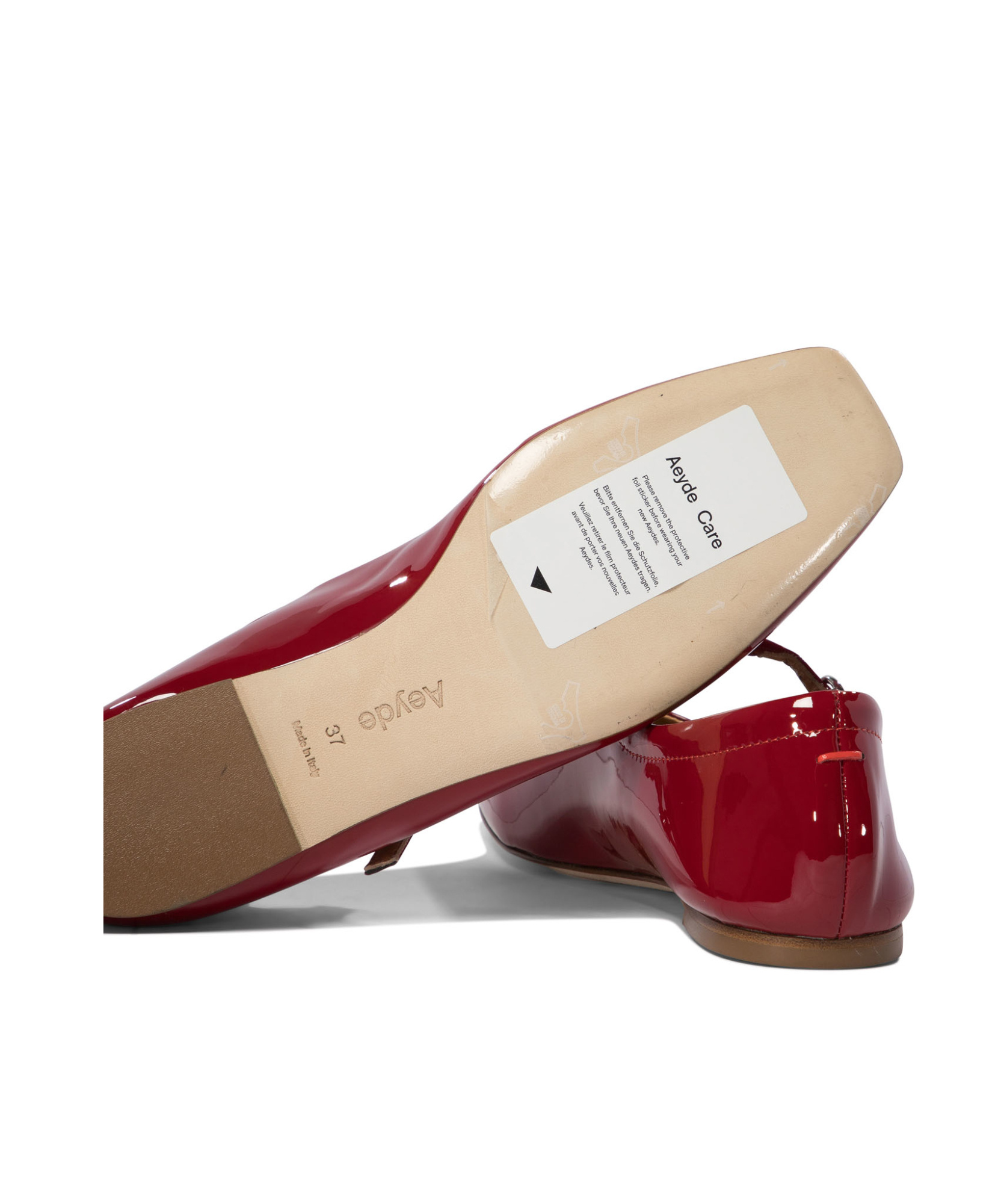 Aeyde 10mm Uma Patent Leather Flats In Red