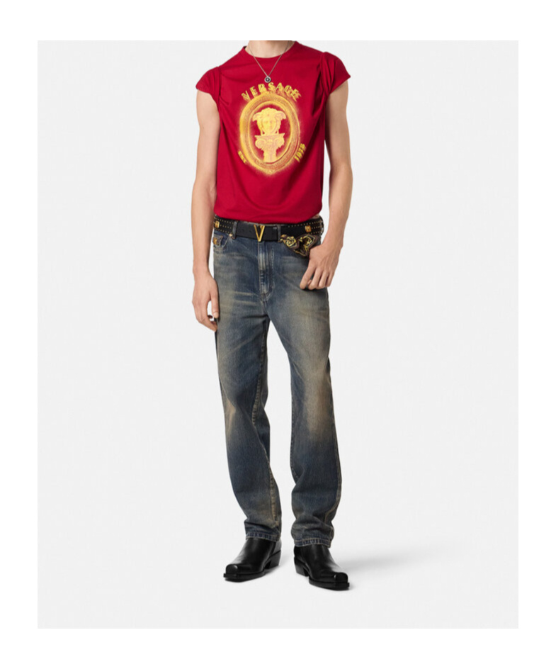 Versace Medusa Column T-shirt In Red