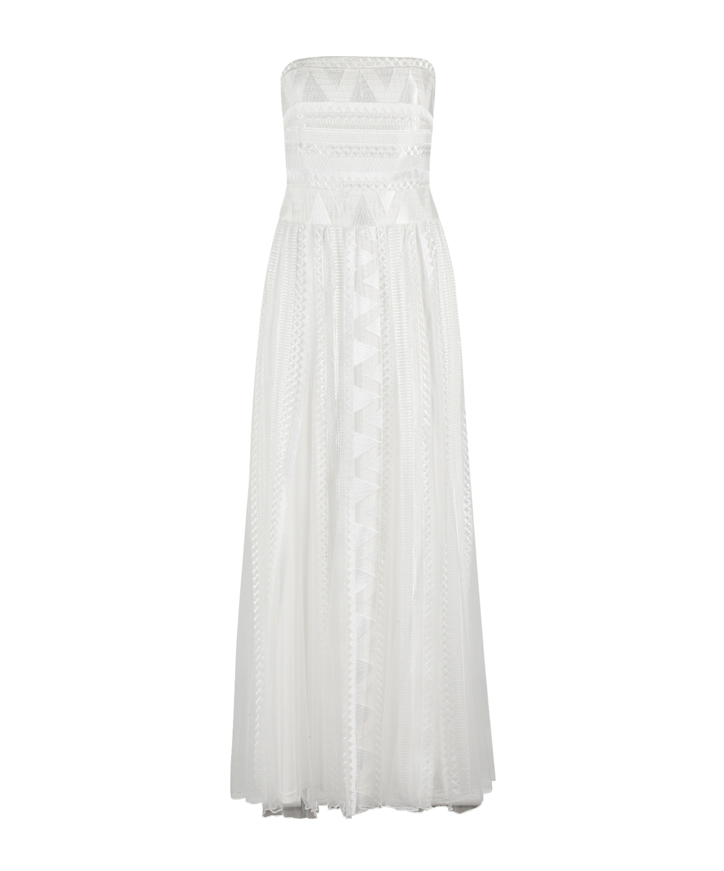 Ermanno Firenze Sleeveless Flared Tulle Dress With Tone-on-tone Embroidery