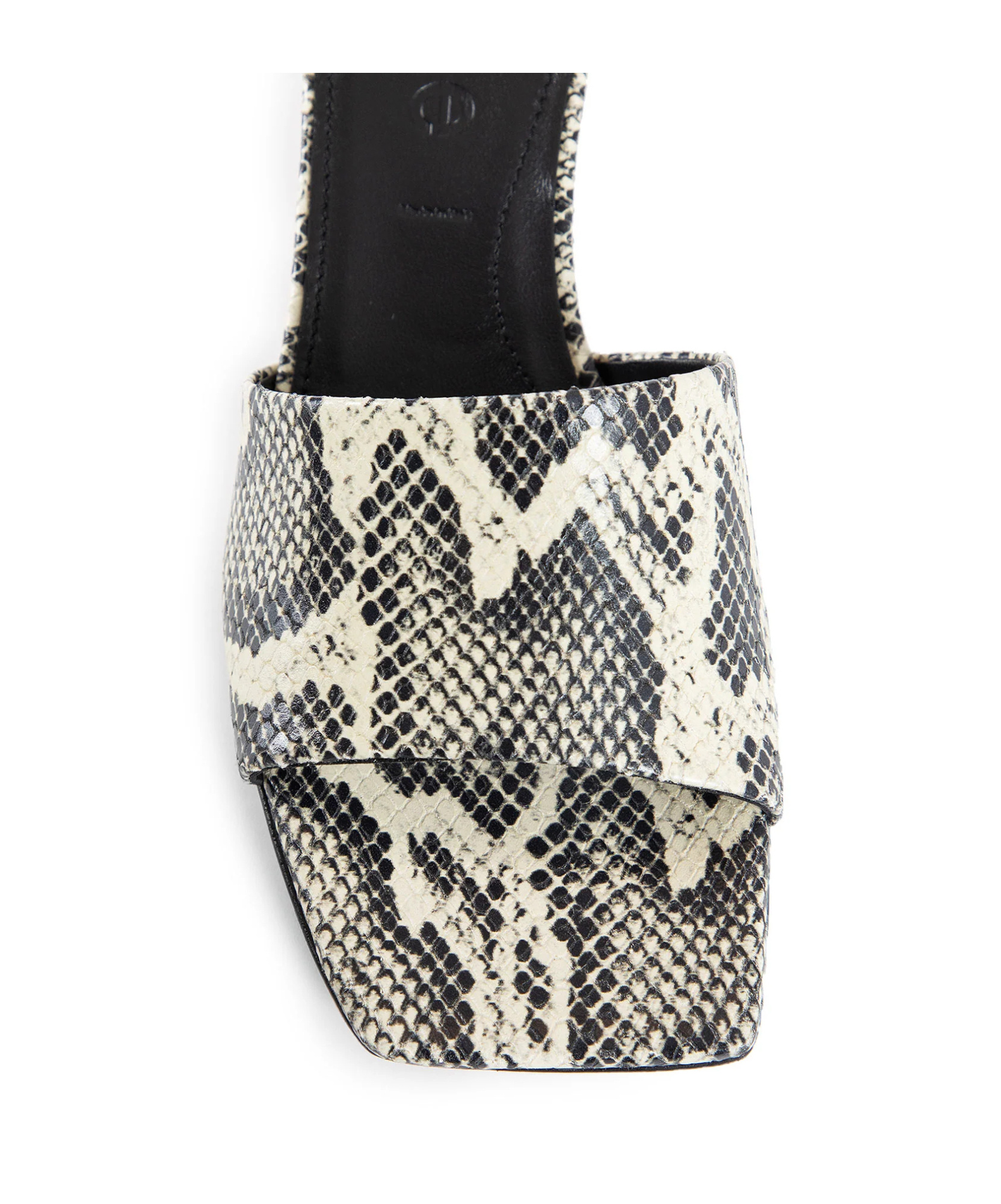 Aeyde Jeanie Snake-embossed Mule Sandals In Black And Cream