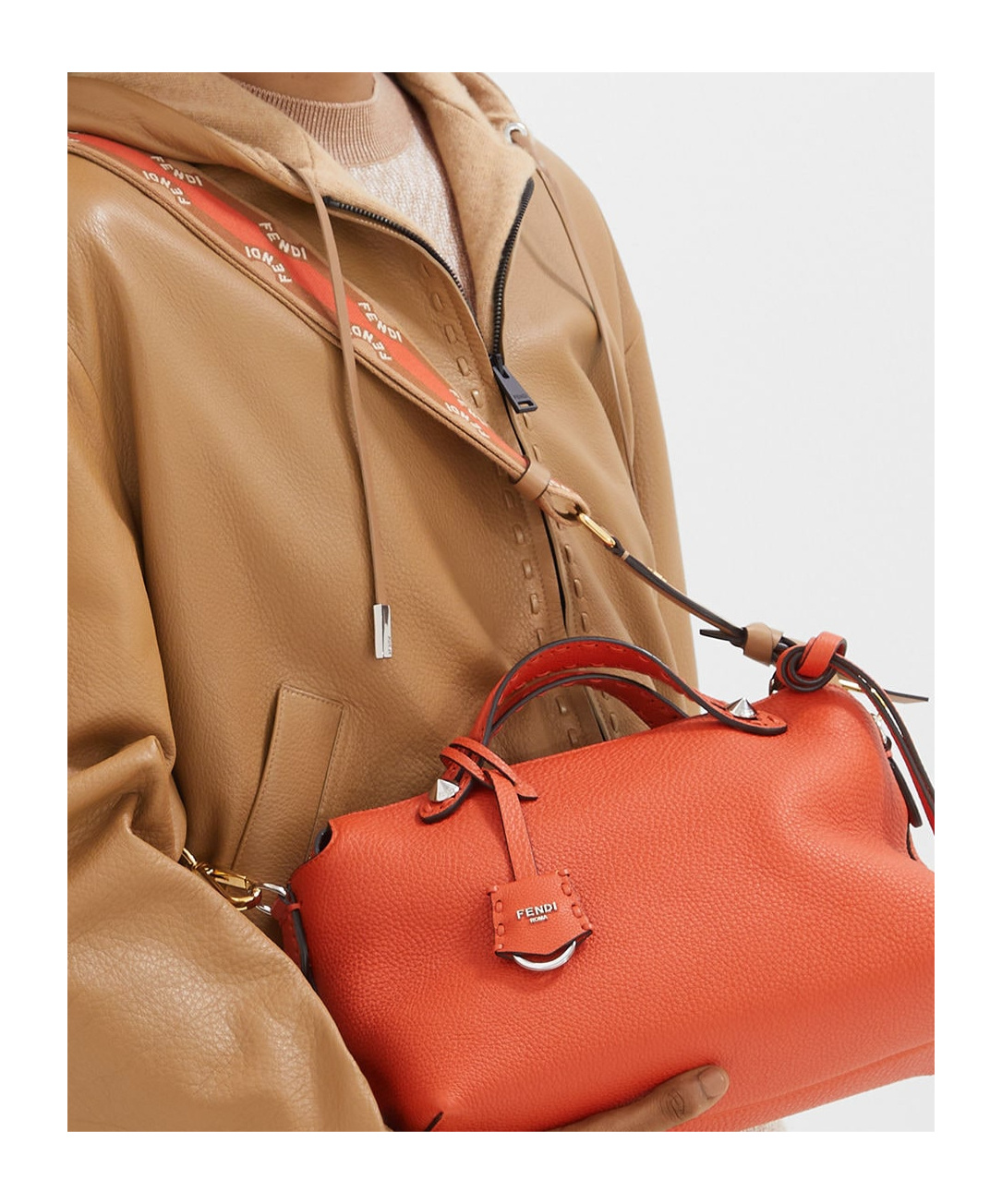 Fendi Jacquard Webbing Shoulder Strap In Light Brown