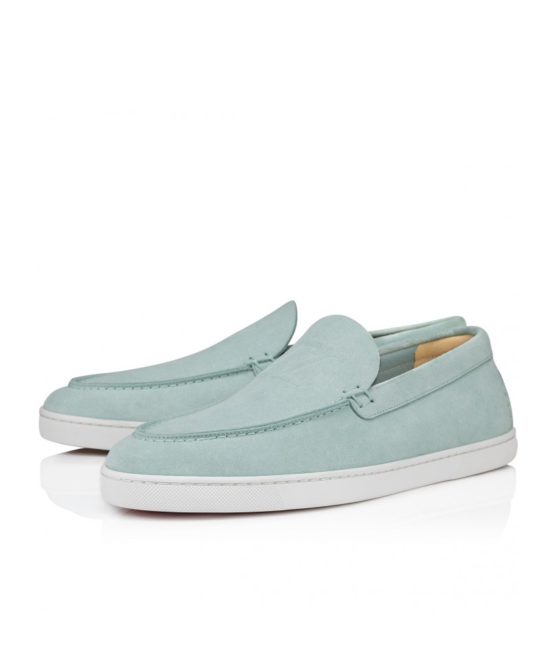 Christian Louboutin Calf Leather Boat Shoes In Gray