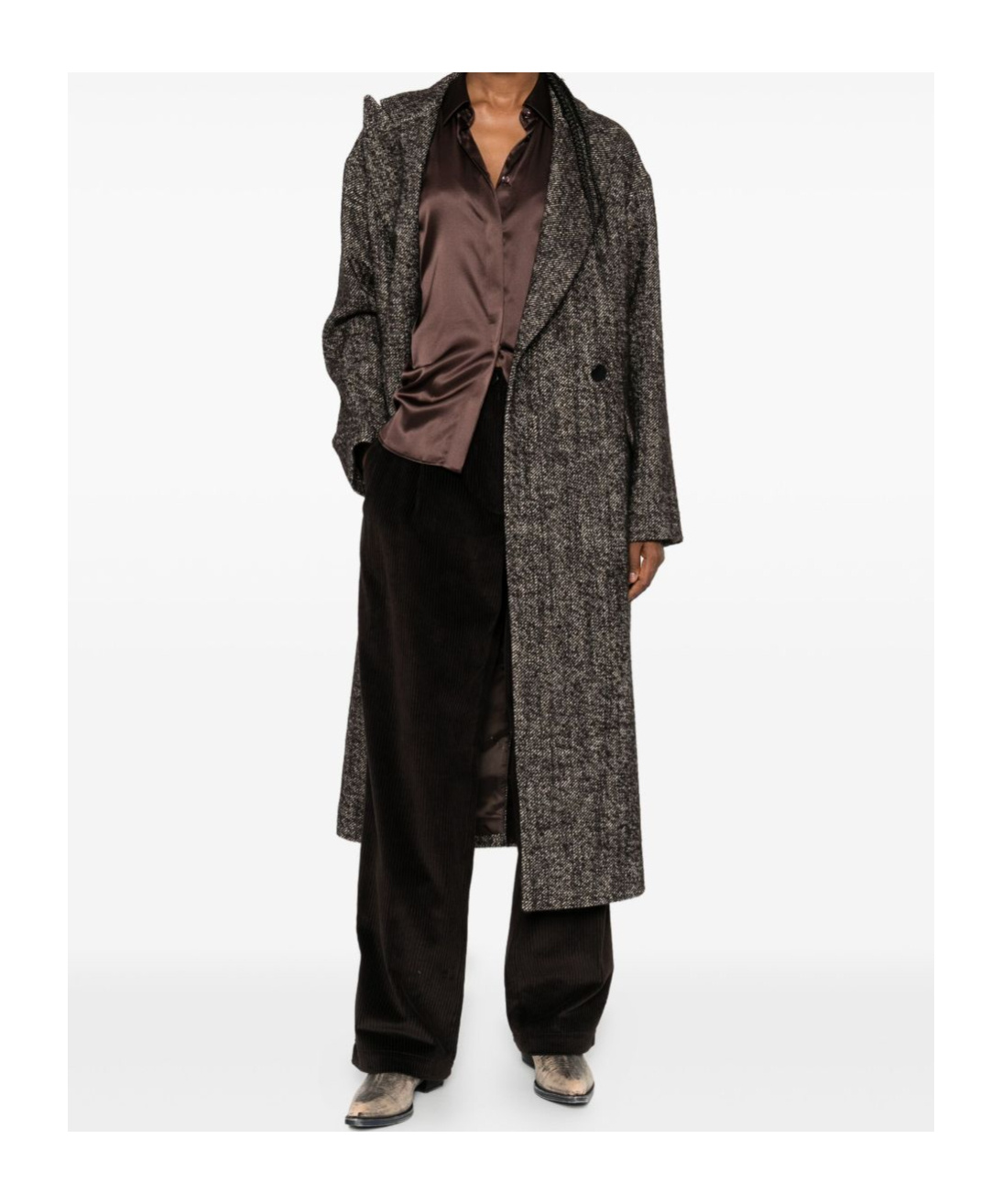 Tagliatore Double-breasted Brown Wool Blend Coat In Brown
