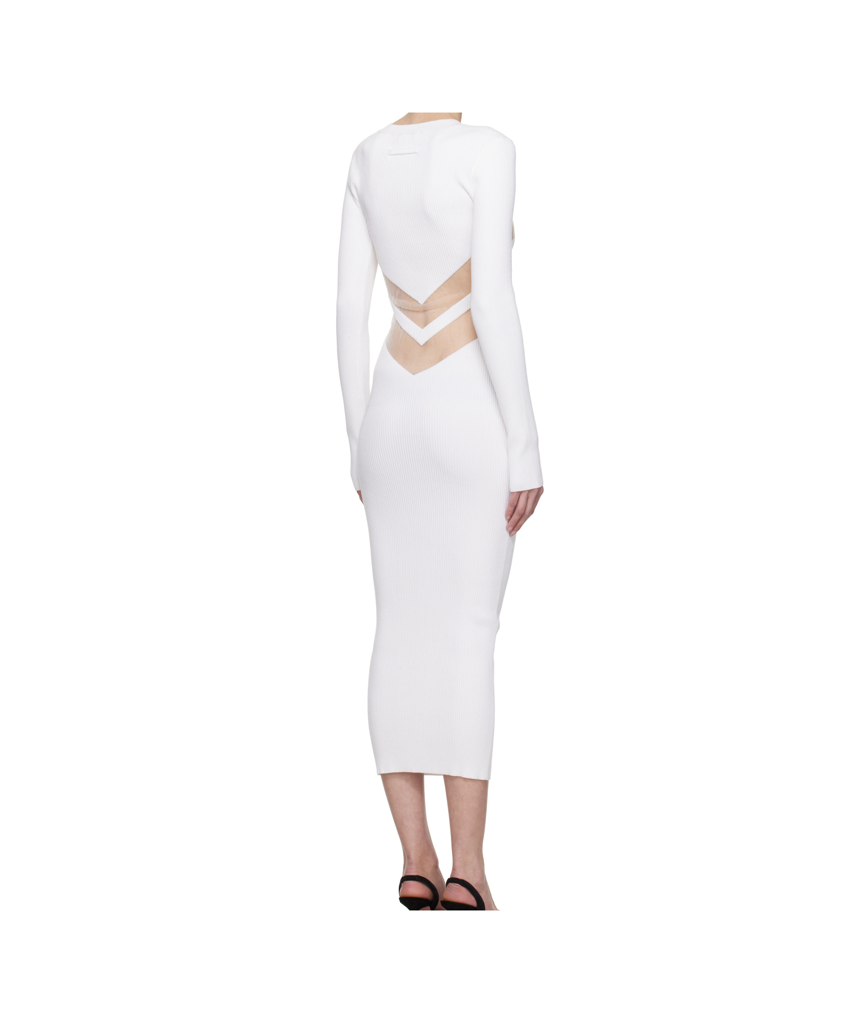 Jean Paul Gaultier Round Neck Long Sleeve Dress In White