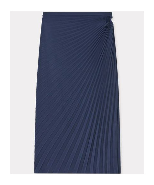 Kenzo Sunray-pleated Midi Skirt In Blue
