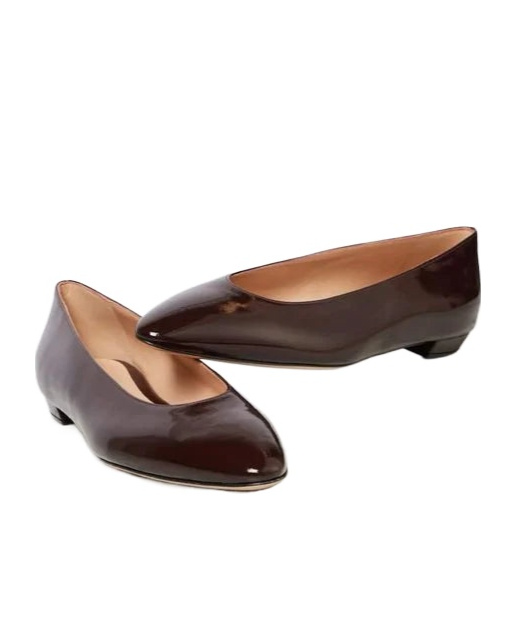 Gianvito Rossi Round Toe Flat Shoes In Burgundy