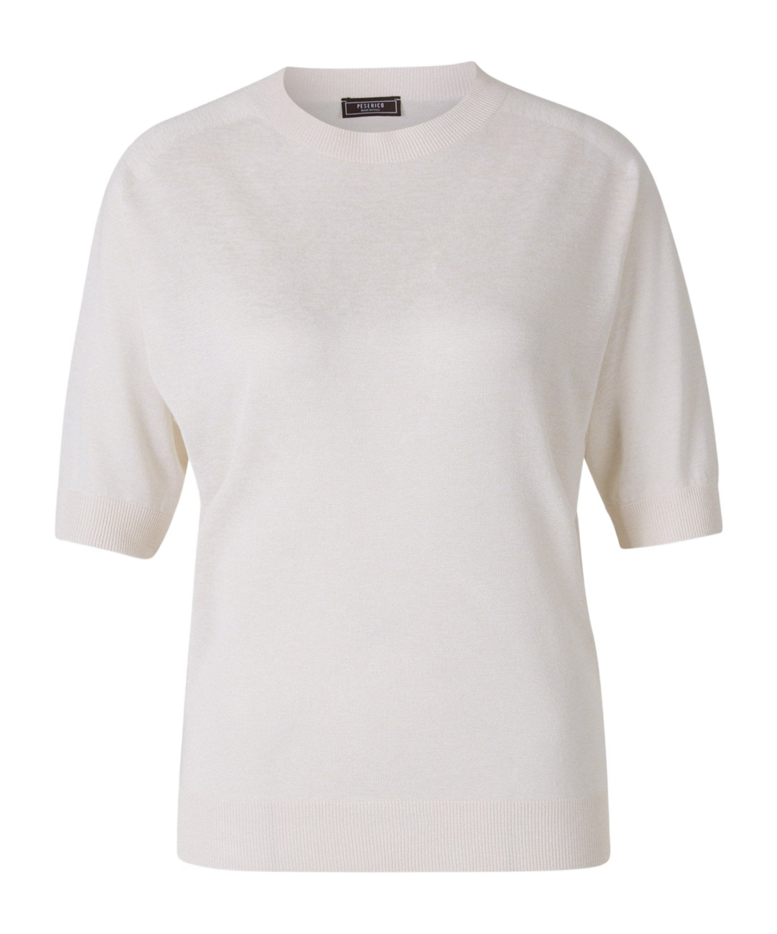 Shop Peserico Round-collar Short-sleeve Sweater In White