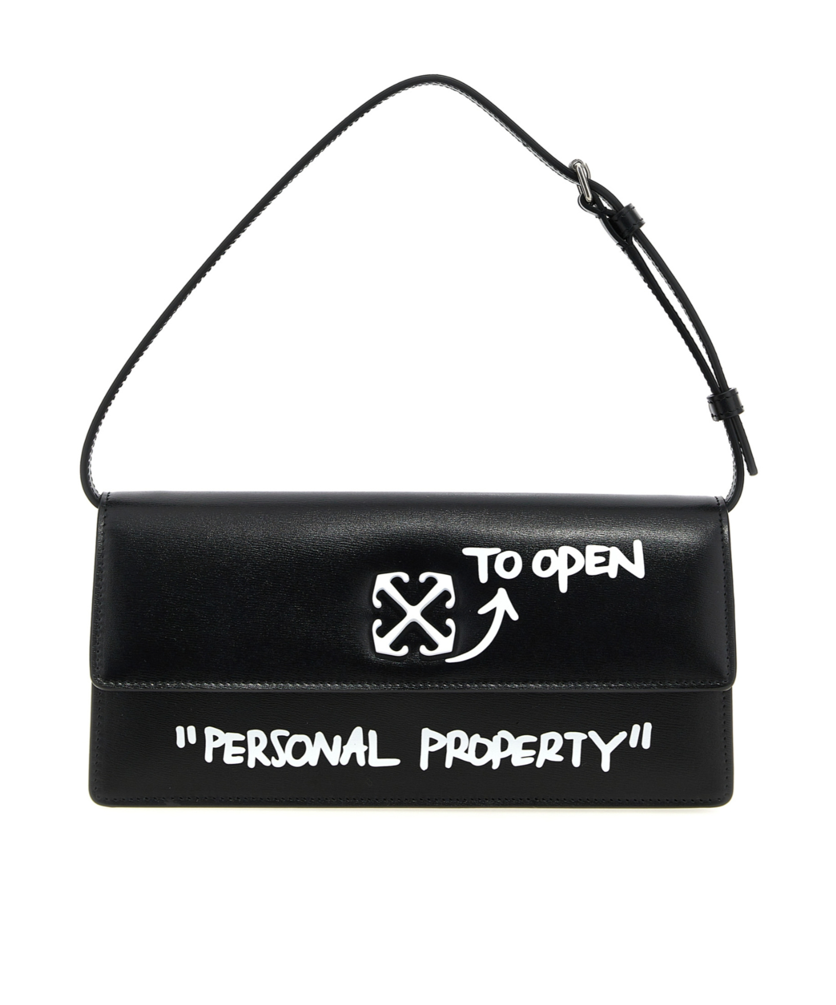 Off-white Jitney 1.0 Logo Plaque Shoulder Bag In Black