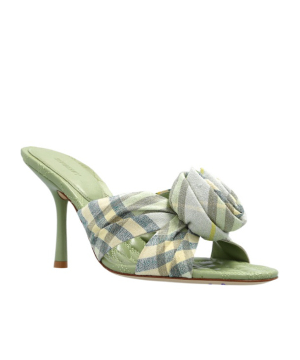 Burberry Fabric Embroidered Mews Mules With Knotted Detail In Multicolor