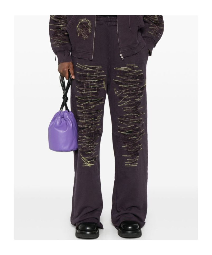 Mm6 Maison Margiela Purple Unbrushed Sweat Lounge Pants In Black