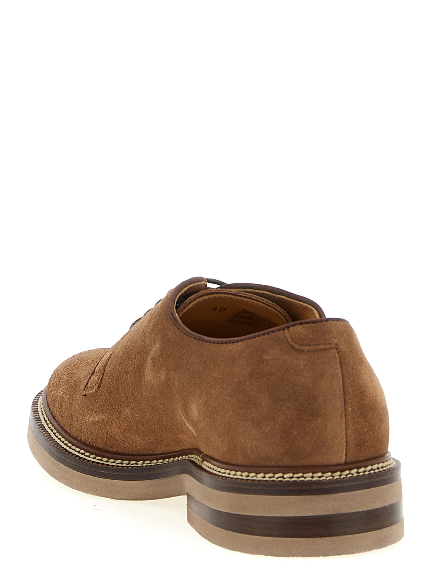 Brunello Cucinelli Suede Derby Shoes With Lace Closure