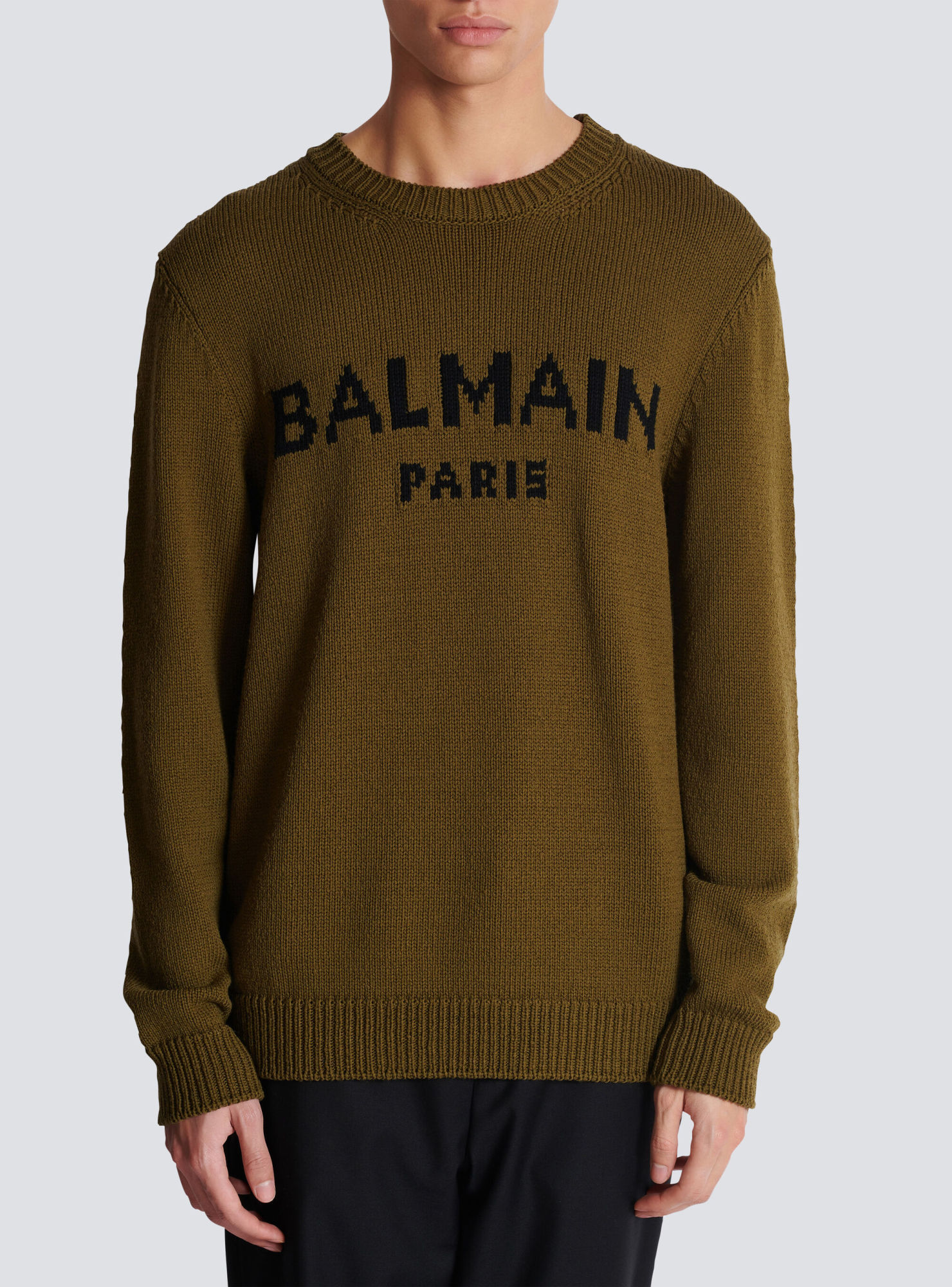 Shop Balmain Wool Paris Jumper In Brown