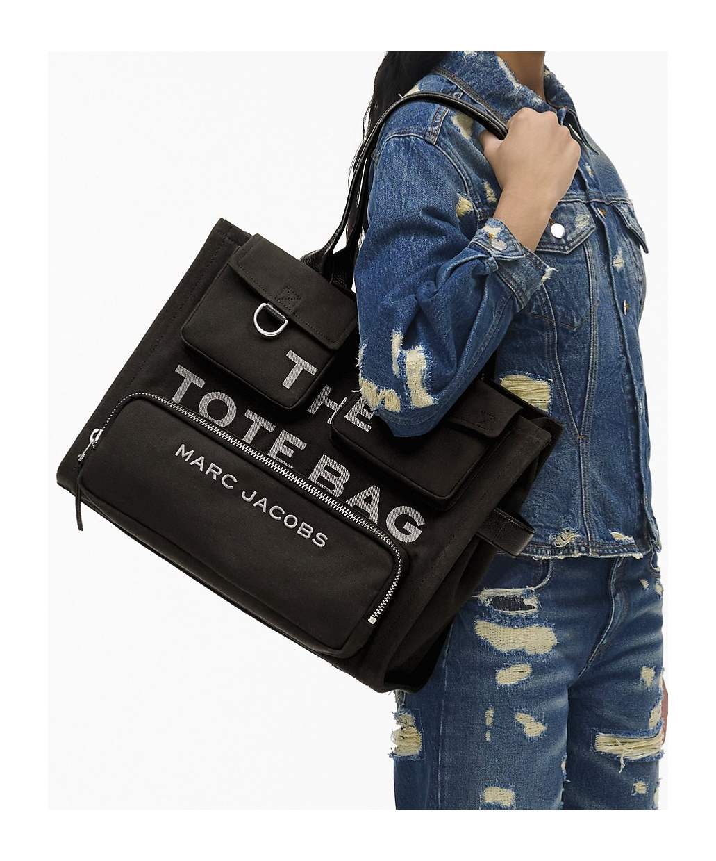 Marc Jacobs Cargo Canvas Large Handbag In Black